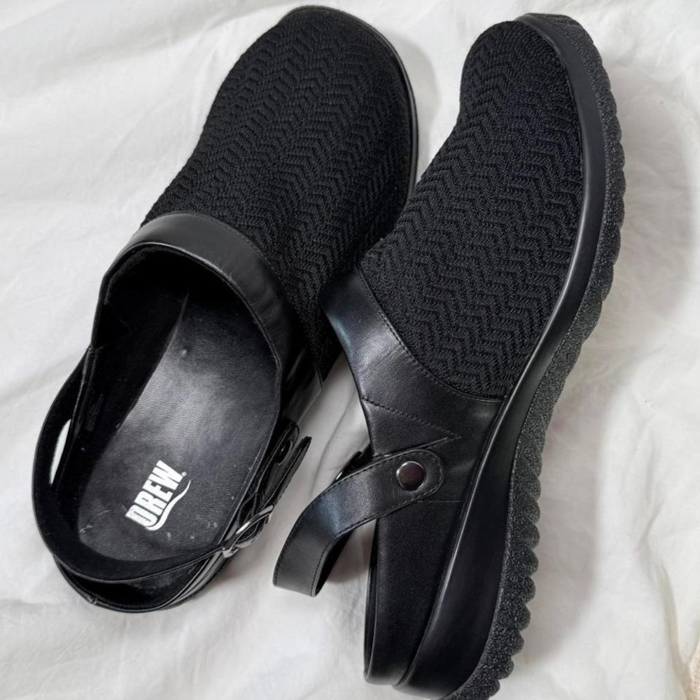 Drew Savannah Black Slingback‎ Clogs Shoes Size 12WW
